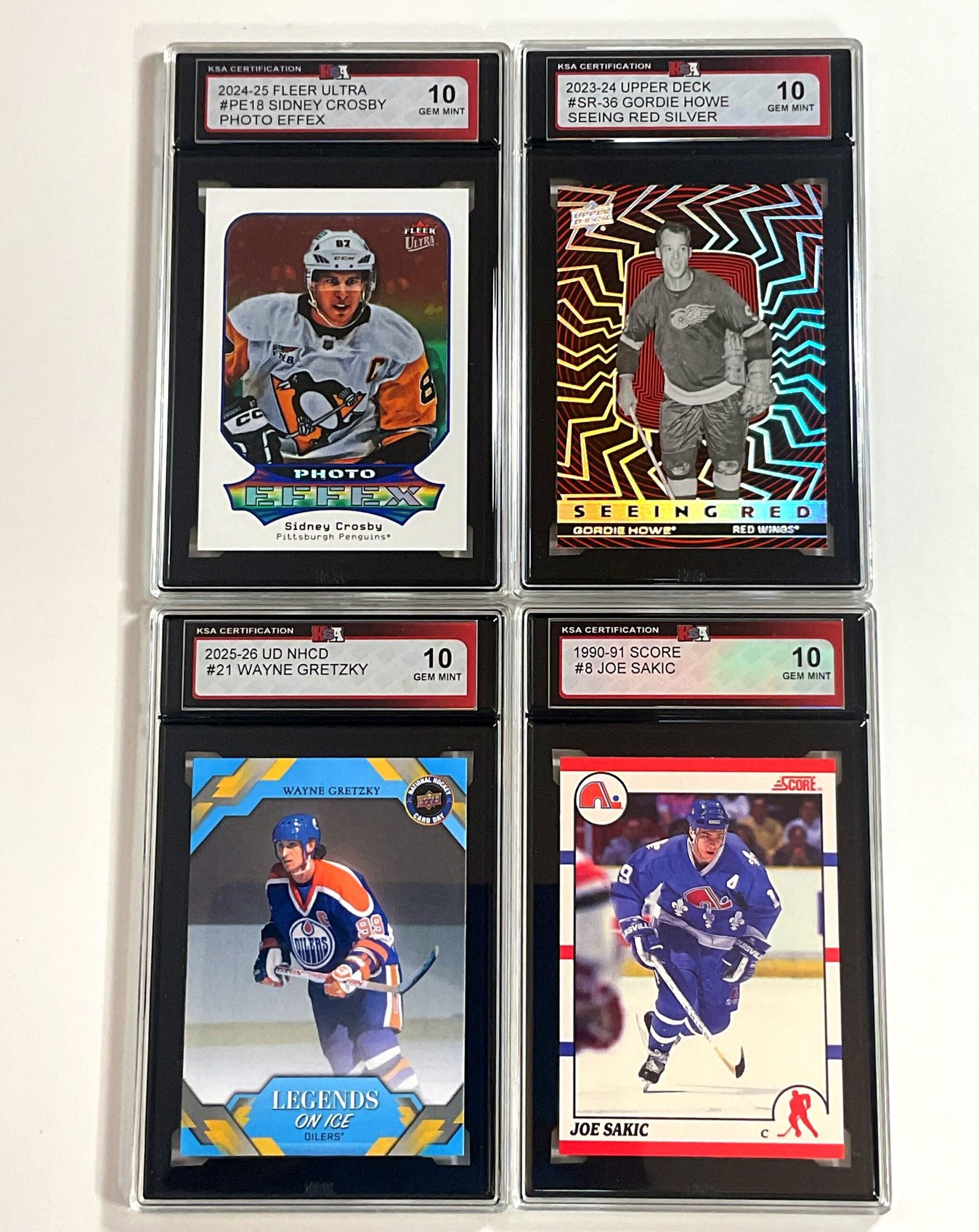 Hockey Legends Hall of Fame – Crosby, Howe, Gretzky & Sakic KSA 10 4-Card Bundle