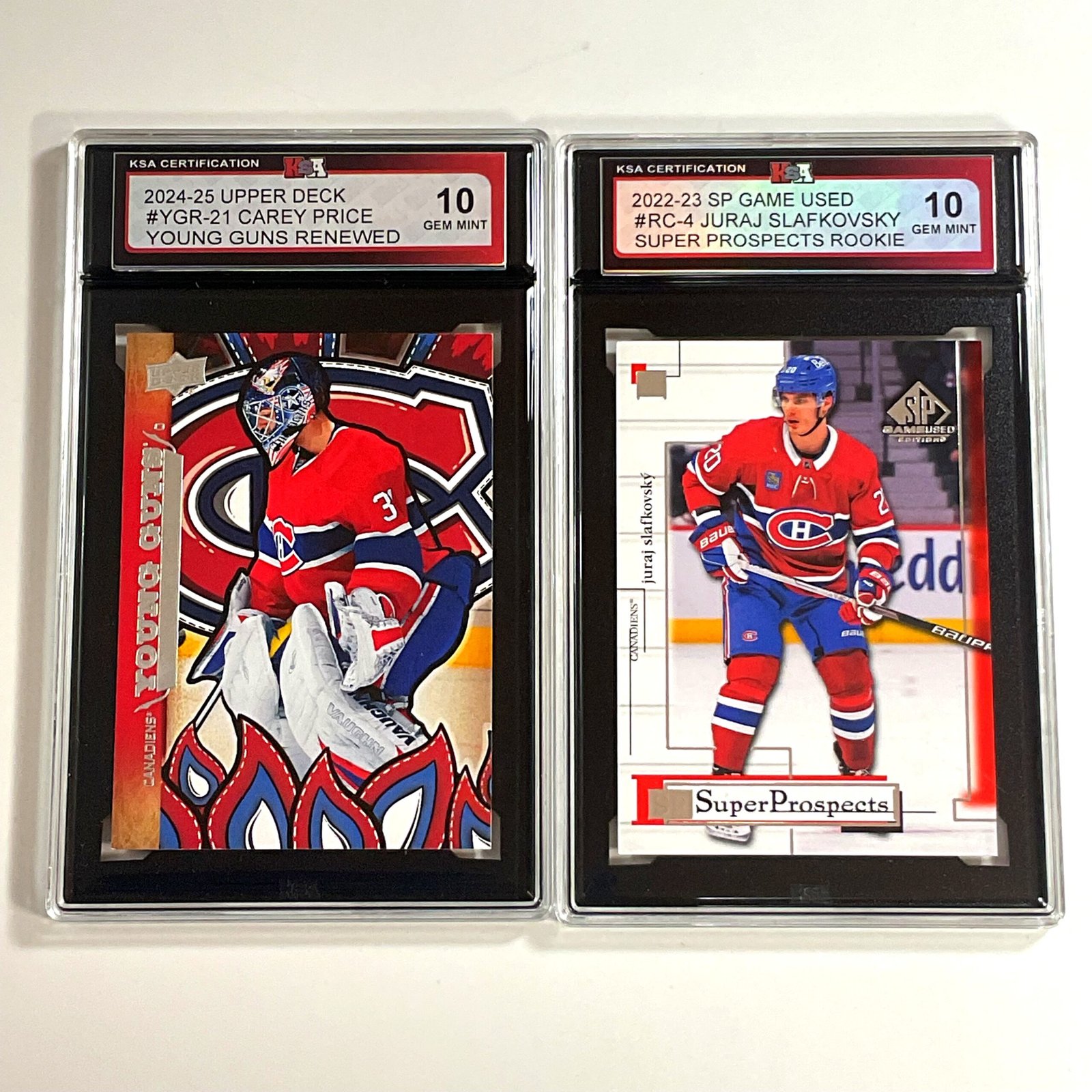 2024-25 UD Young Guns Renewed & SP Game Used Super Prospects – Carey Price & Juraj Slafkovsky KSA 10 2-Card Bundle
