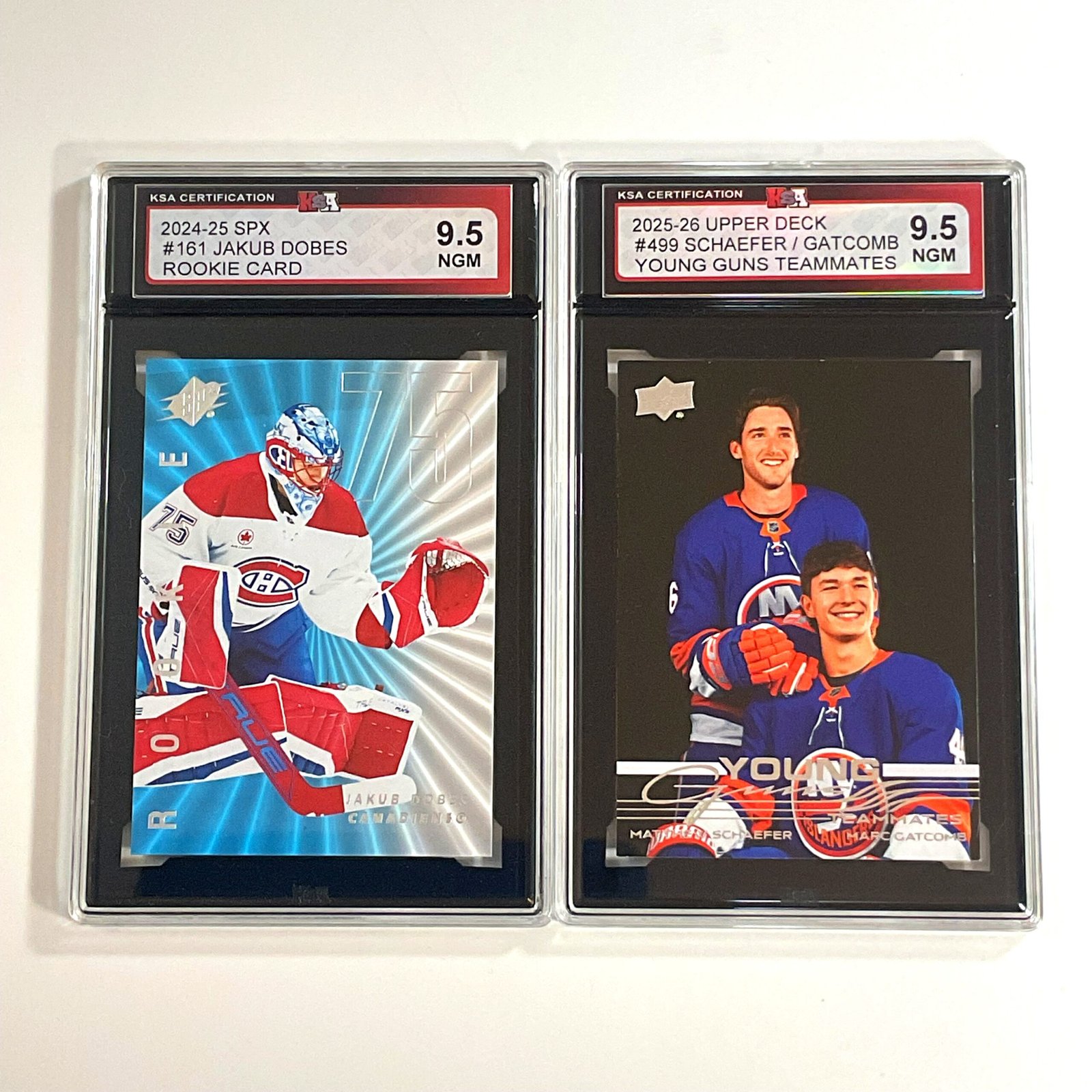 2024-25 SPX Jakub Dobes Rookie & Schaefer/Gatcomb Young Guns Teammates NGM 9.5 2-Card Bundle