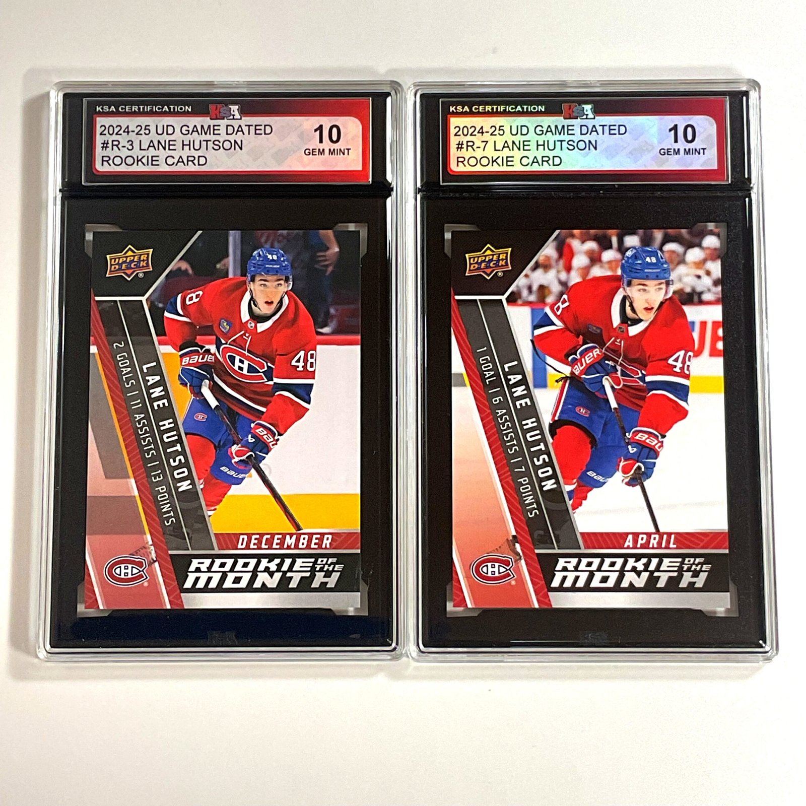 2024-25 UD Game Dated Lane Hutson Rookie of the Month – December & April 2-Card Bundle