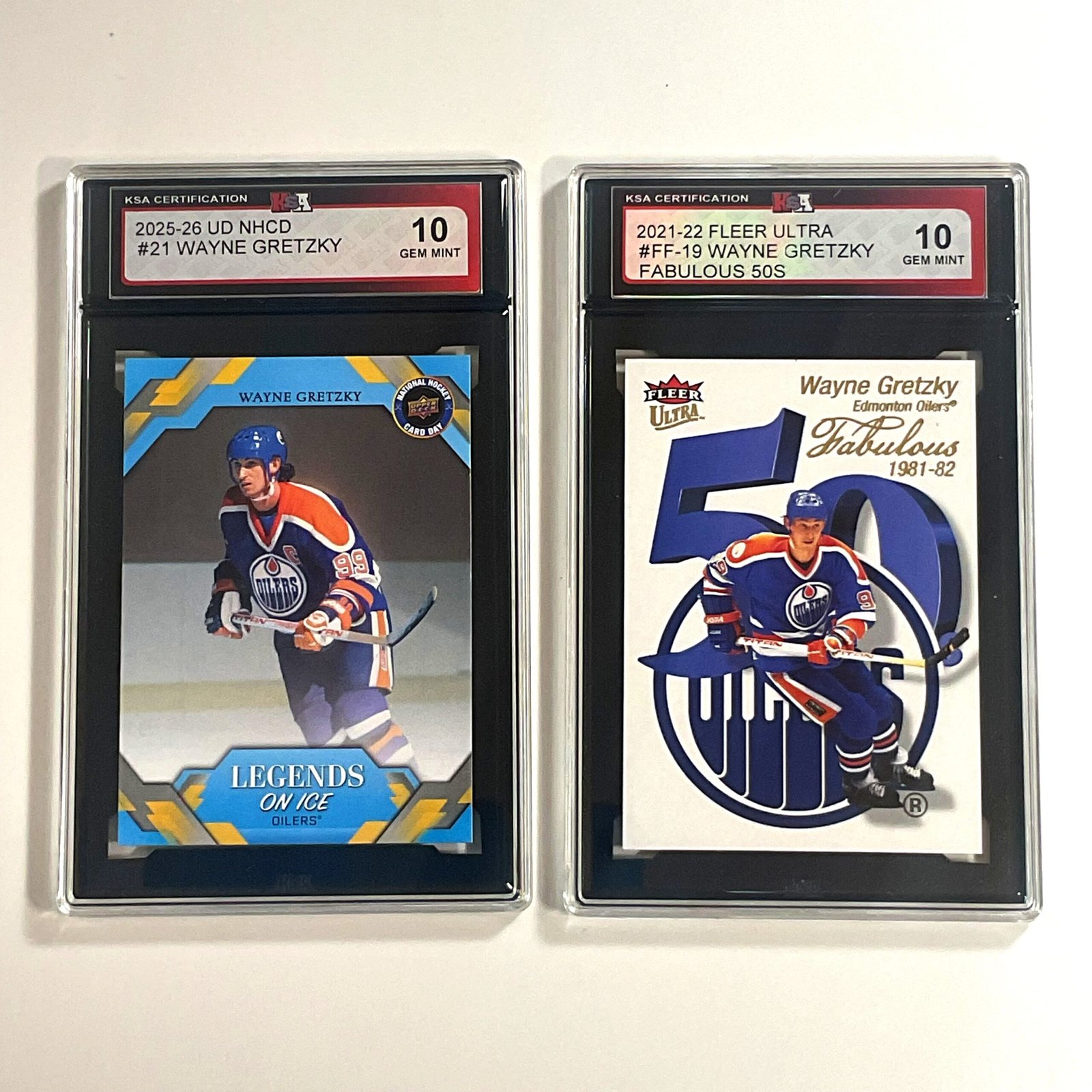 Wayne Gretzky 2-Card Pack – UD NHCD Legends on Ice & Fleer Ultra Fabulous 50s KSA 10