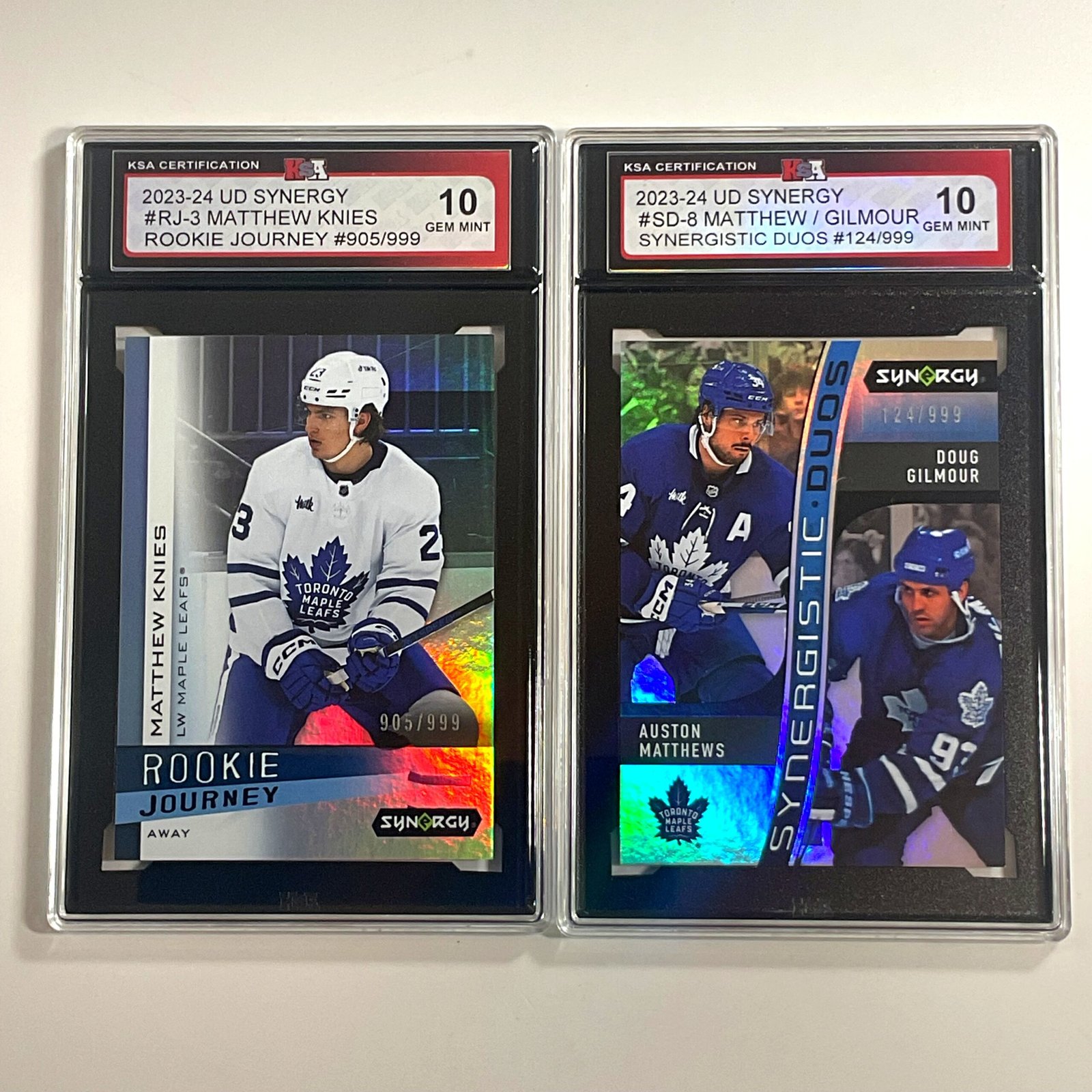 2023-24 UD Synergy – Knies Rookie Journey & Matthews/Gilmour Synergistic Duos 2-Card Bundle
