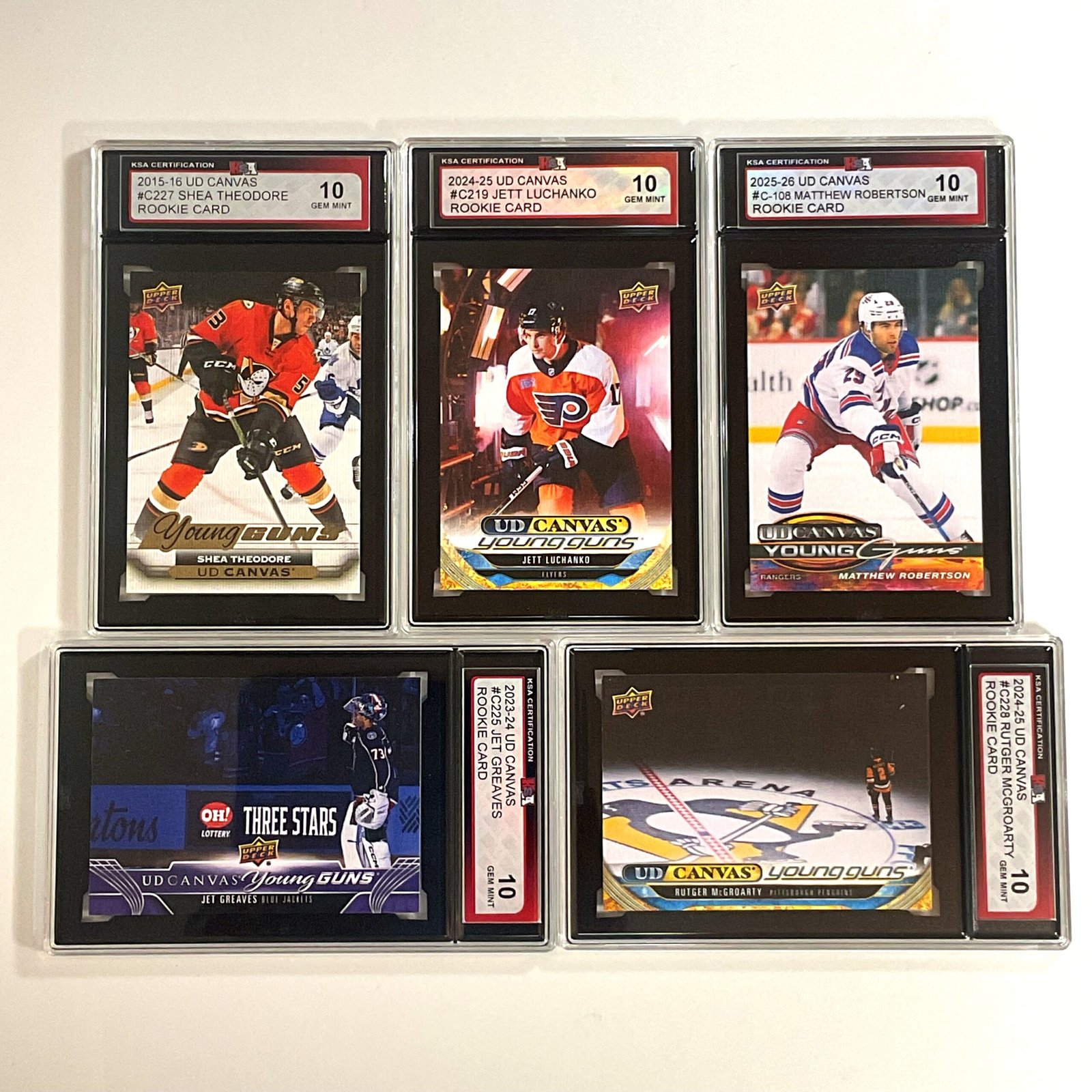 5-Card Young Guns Canvas Bundle – Theodore, Luchanko, Robertson, Greaves, McGroarty KSA 10