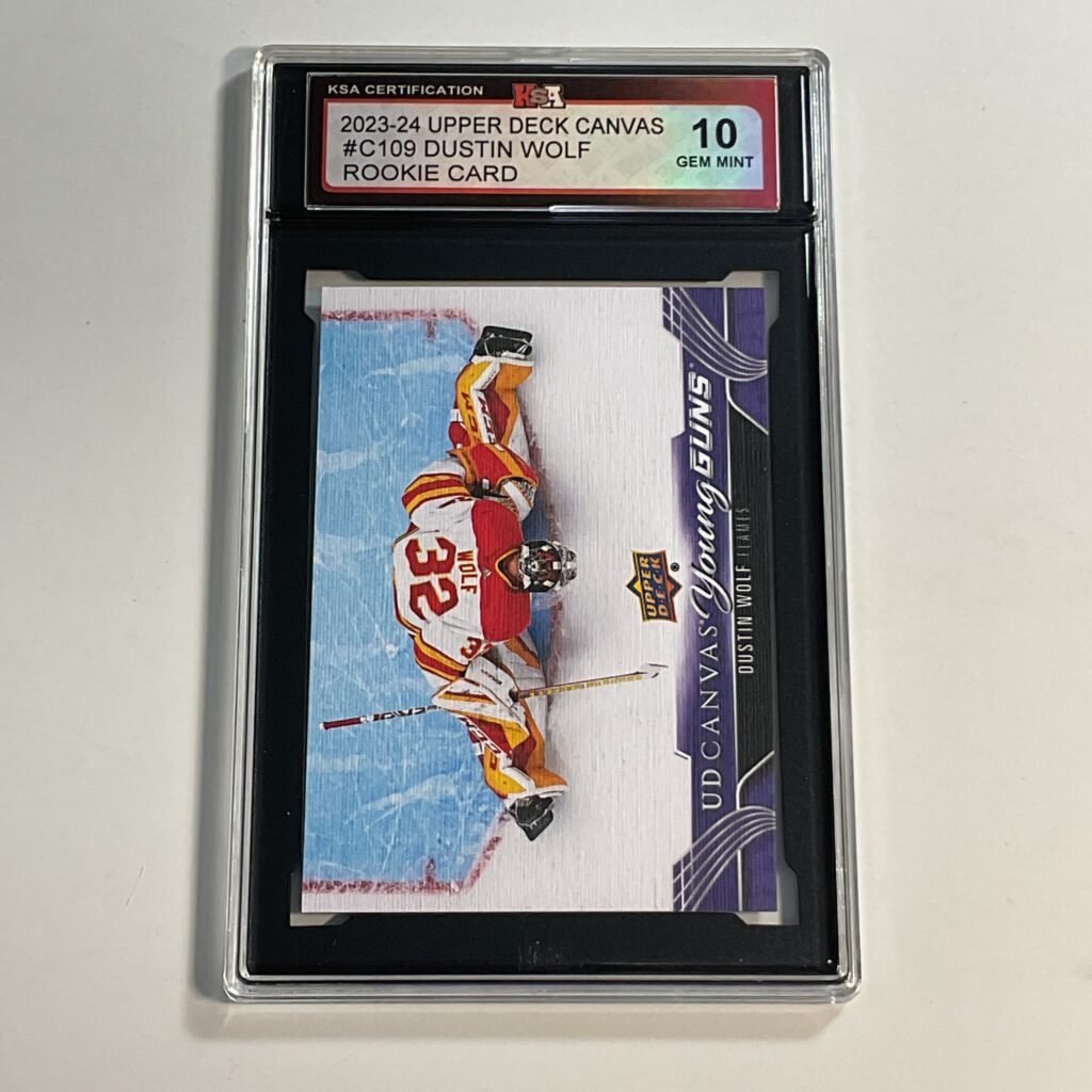 2023-24 Upper Deck Canvas Dustin Wolf #C109 Young Guns Canvas Rookie KSA 10