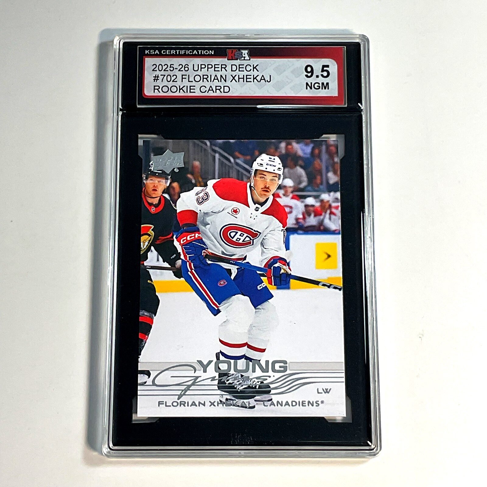 2025-26 Upper Deck Florian Xhekaj #702 Young Guns Rookie Card KSA 9.5