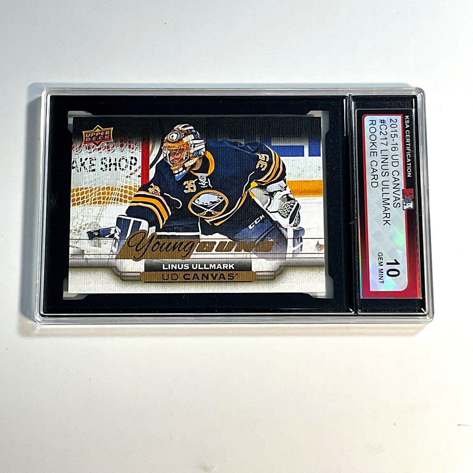 2015-16 UD Canvas Linus Ullmark #C217 Young Guns Canvas Rookie KSA 10