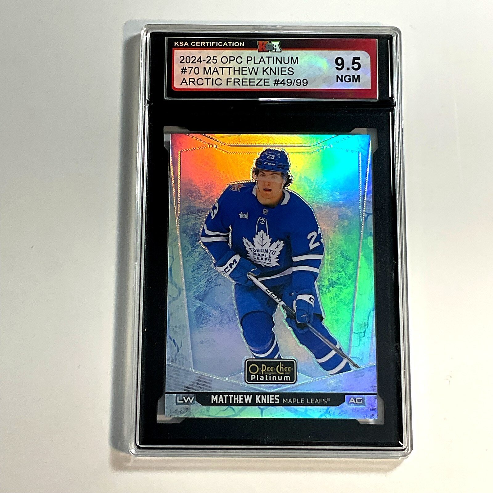 2024-25 OPC Platinum Matthew Knies #70 Arctic Freeze /99 (#49) KSA 9.5