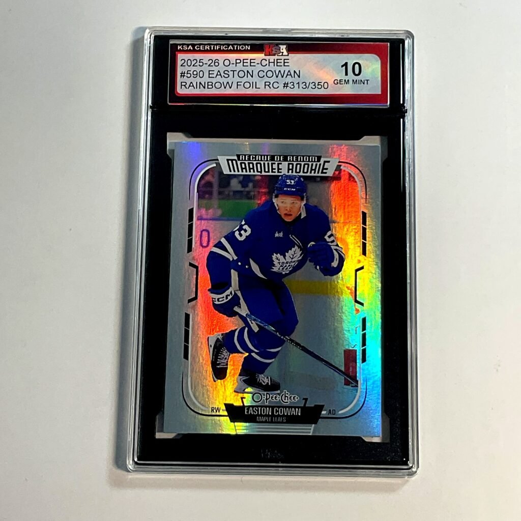 2025-26 O-Pee-Chee Easton Cowan #590 Rainbow Foil RC /350 (#313) KSA 10