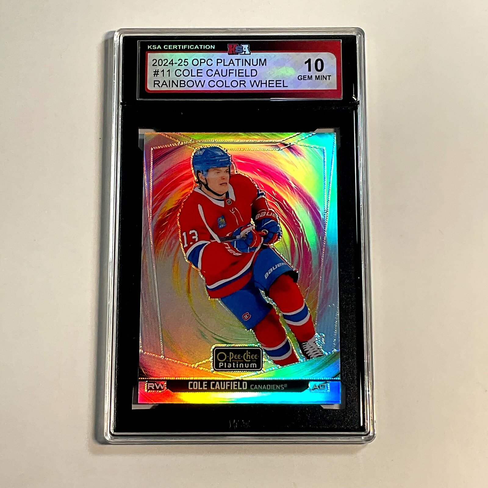 2024-25 OPC Platinum Cole Caufield #11 Rainbow Color Wheel KSA 10