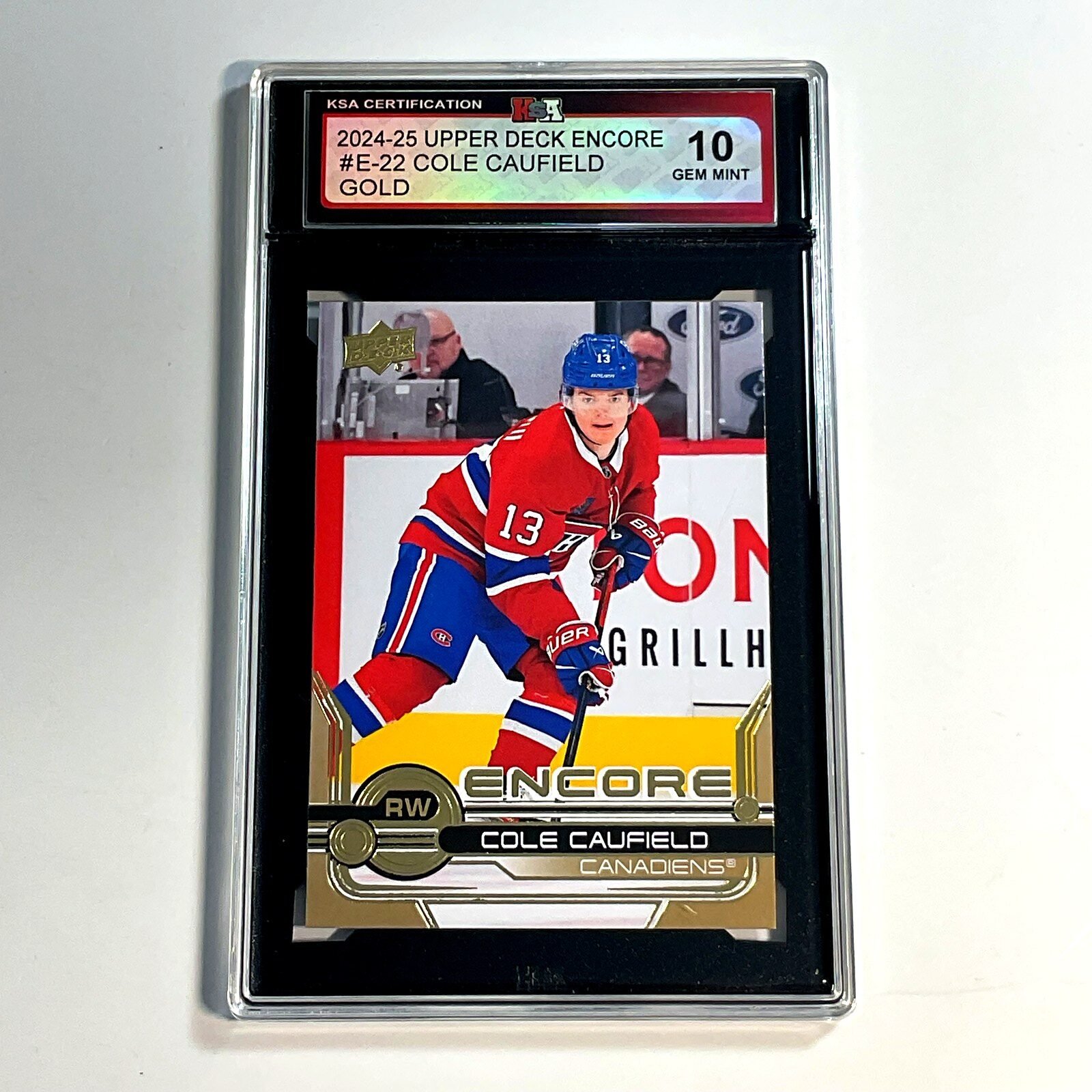2024-25 Upper Deck Encore Cole Caufield #E-22 Gold KSA 10