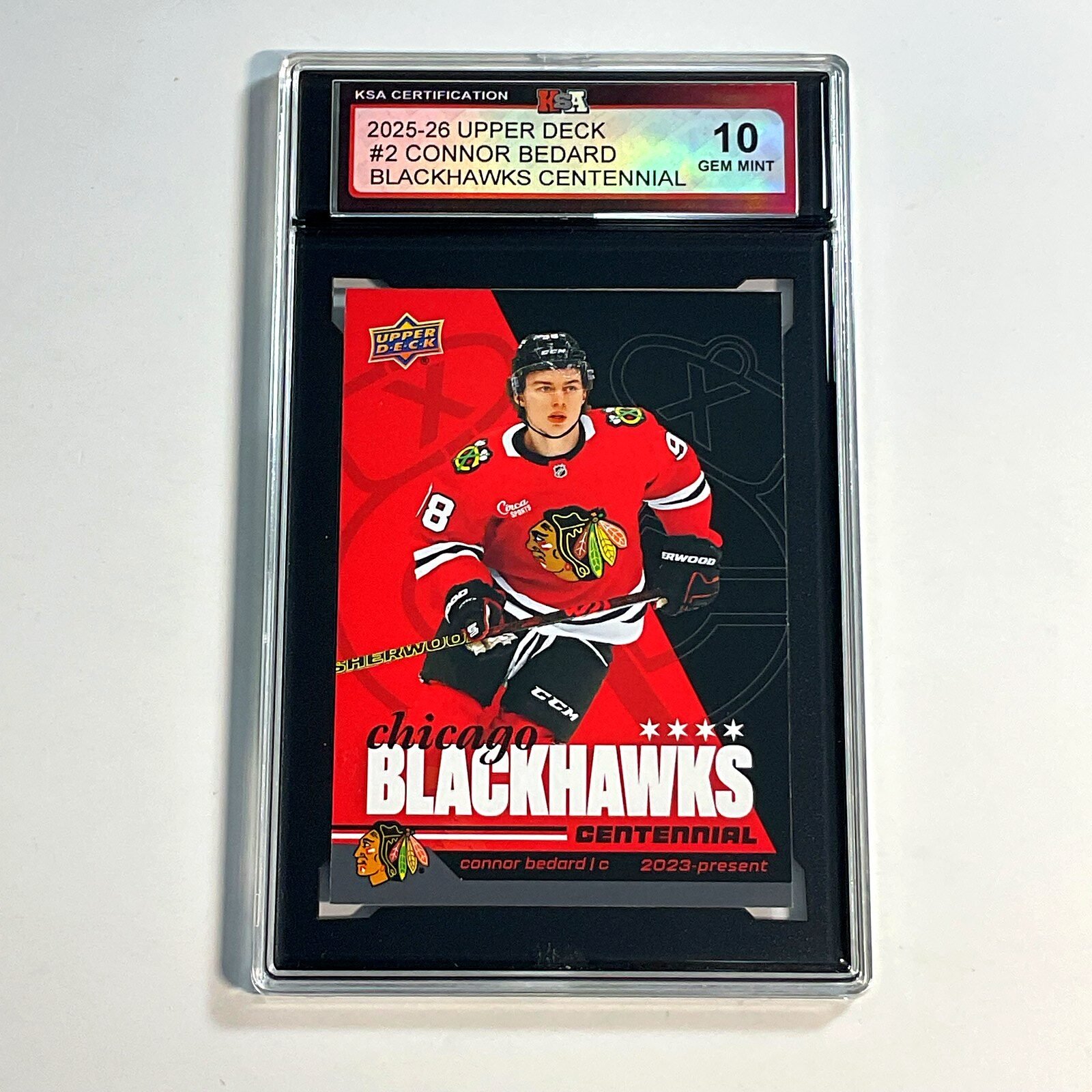 2025-26 Upper Deck Connor Bedard #2 Blackhawks Centennial KSA 10