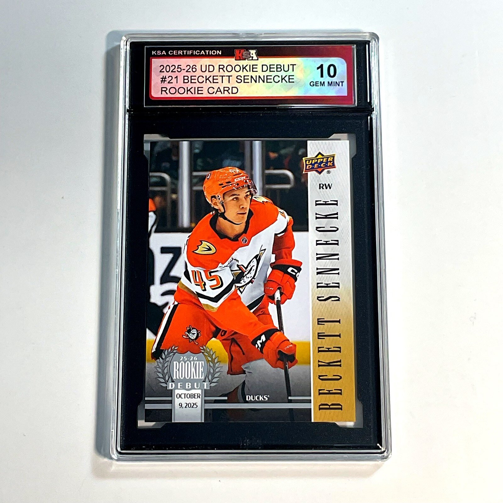 2025-26 UD Rookie Debut Beckett Sennecke #21 Rookie Card KSA 10