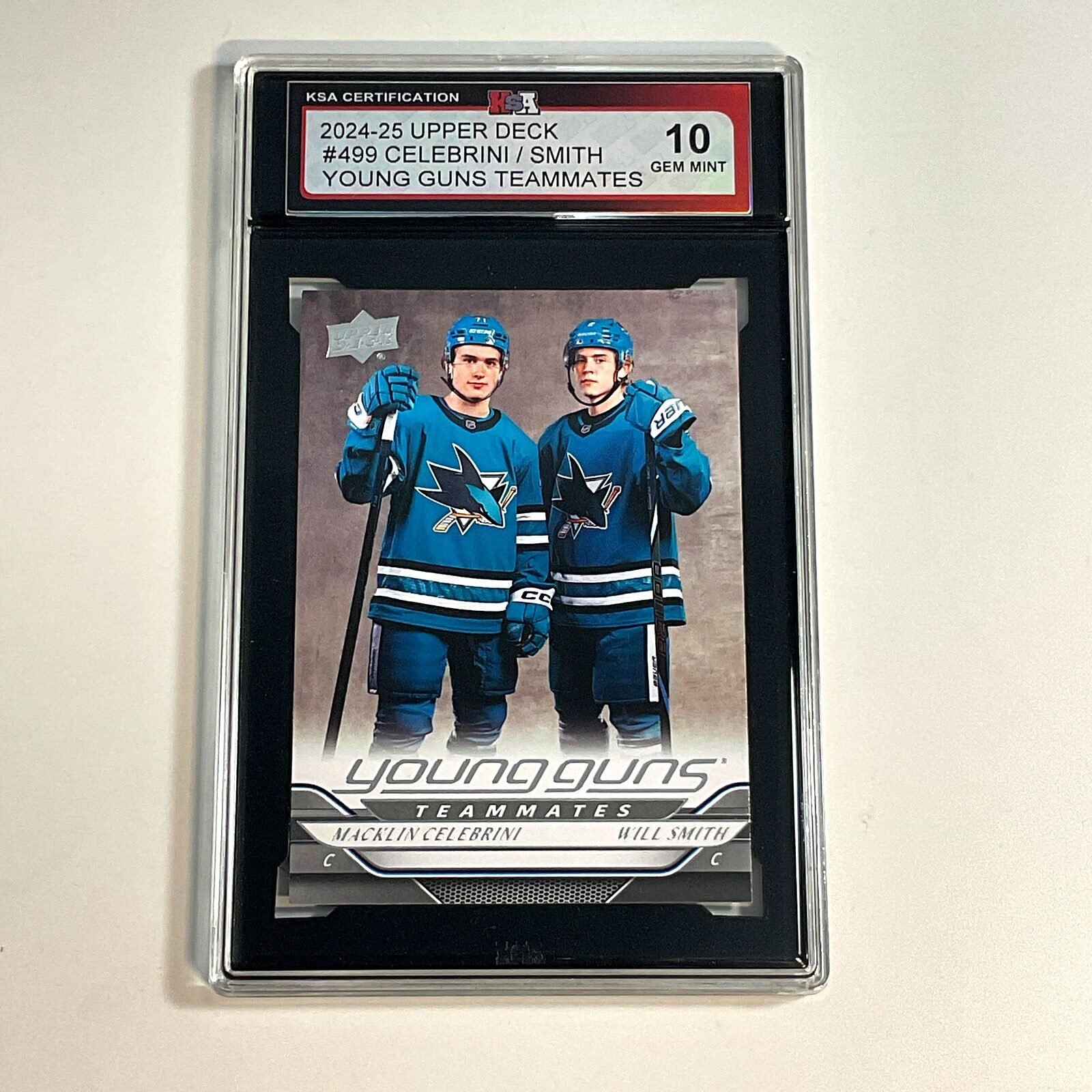 2024-25 Upper Deck Celebrini / Smith #499 Young Guns Teammates KSA 10