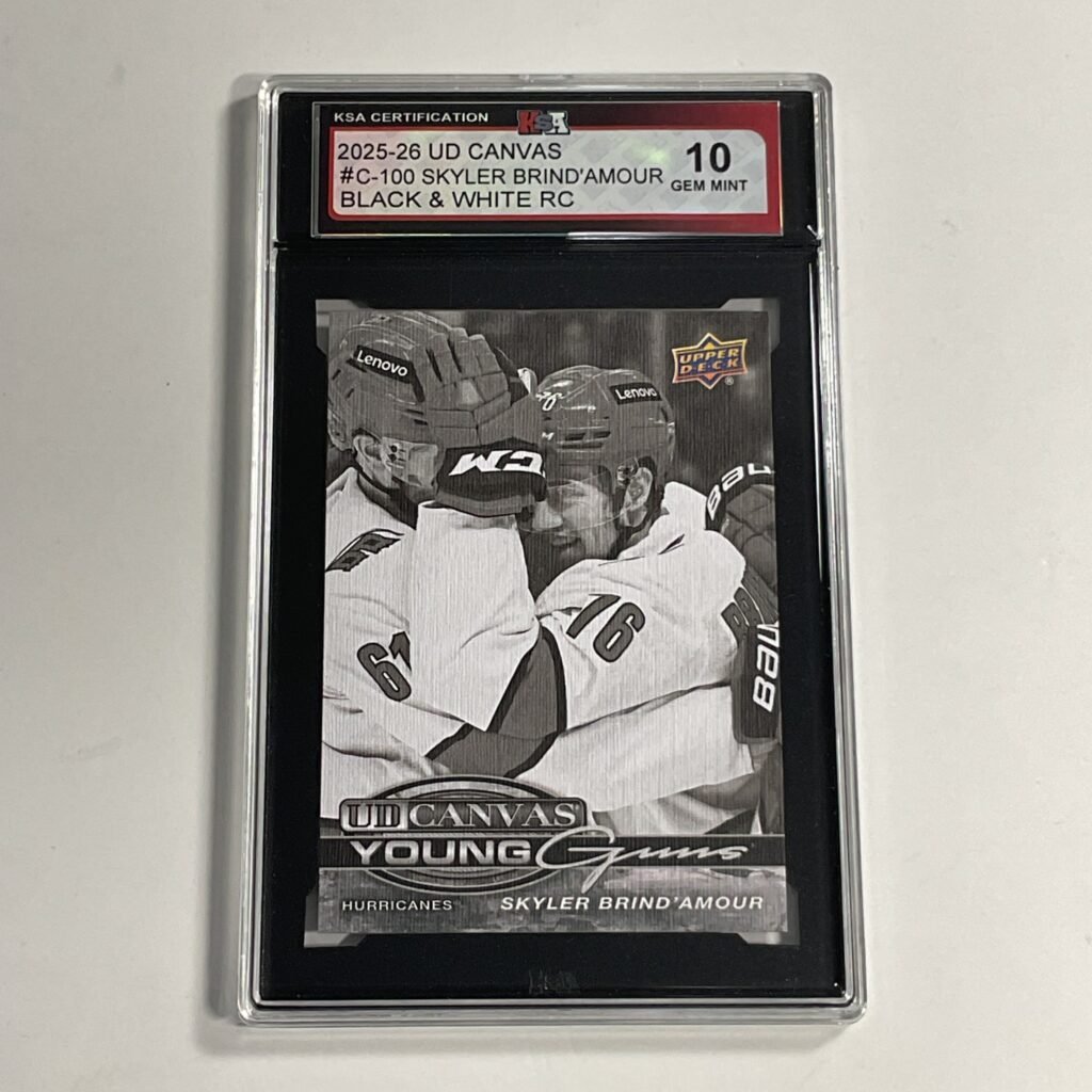 2025-26 UD Canvas Skyler Brind'Amour #C-100 Young Guns Canvas Black & White Rookie KSA 10