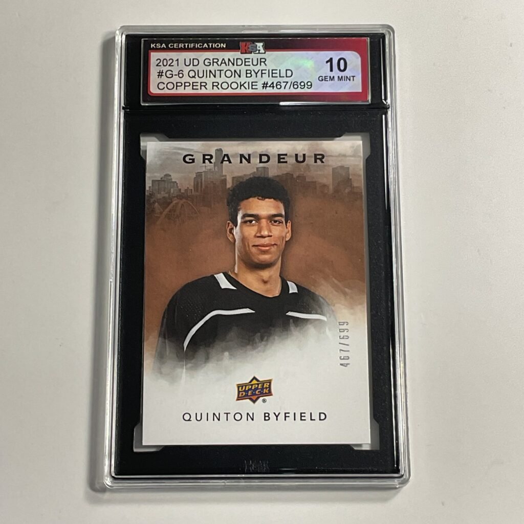 2021 UD Grandeur Quinton Byfield #G-6 Copper Rookie /699 (#467) KSA 10