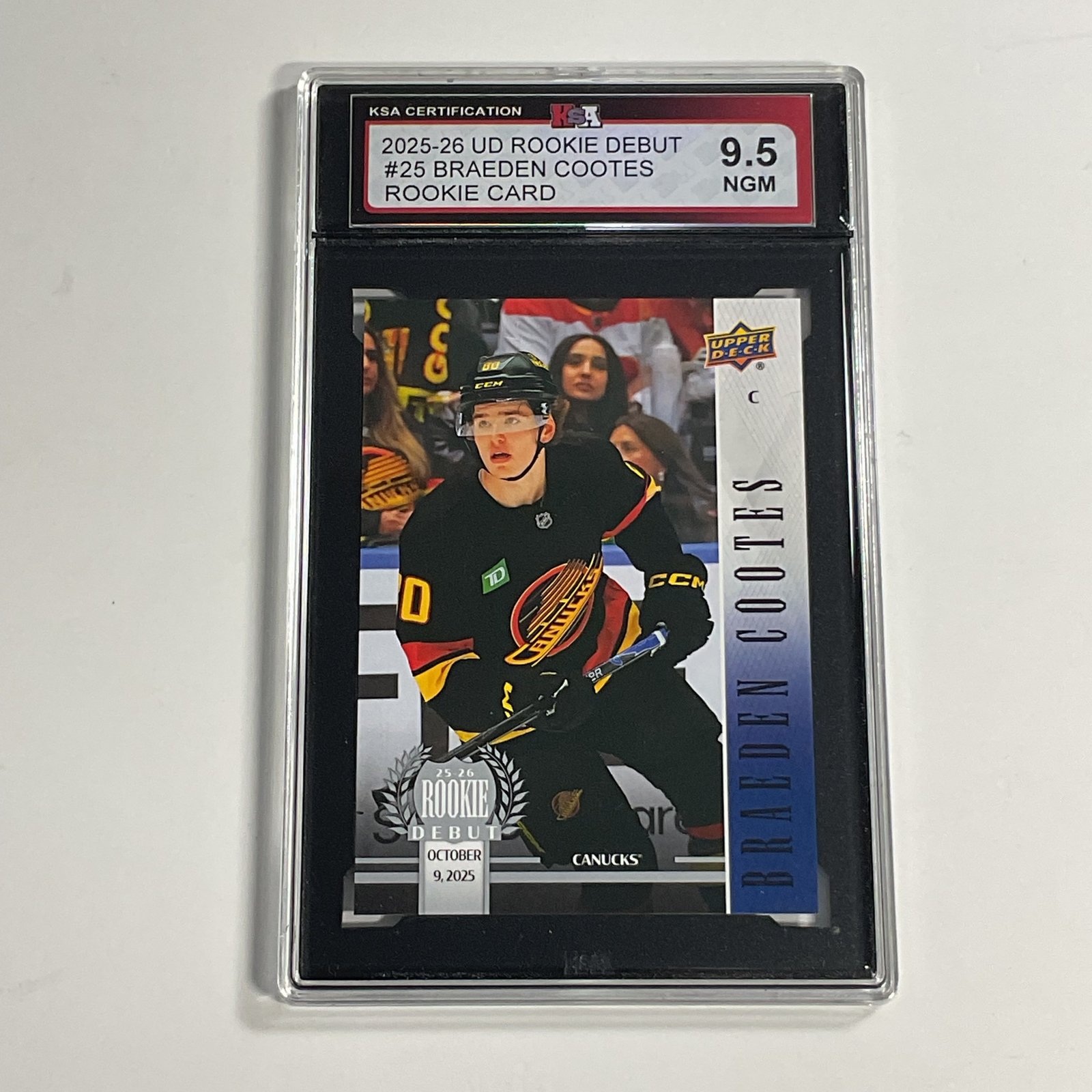 2025-26 UD Rookie Debut Braeden Cootes #25 Rookie Card KSA 9.5